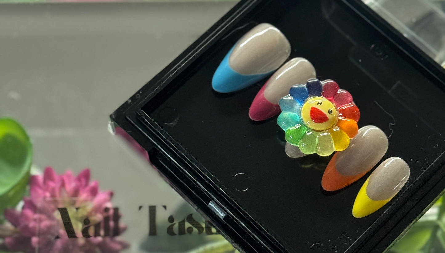 Rainbow Bloom 3D Press-On Nails