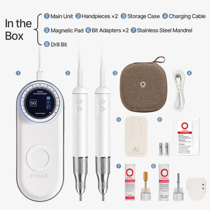O NAIL AI Precision Nail Drill – Professional Electric Nail File with 50,000 RPM