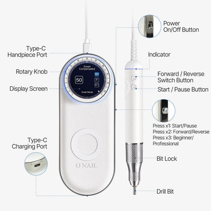 O NAIL AI Precision Nail Drill – Professional Electric Nail File with 50,000 RPM