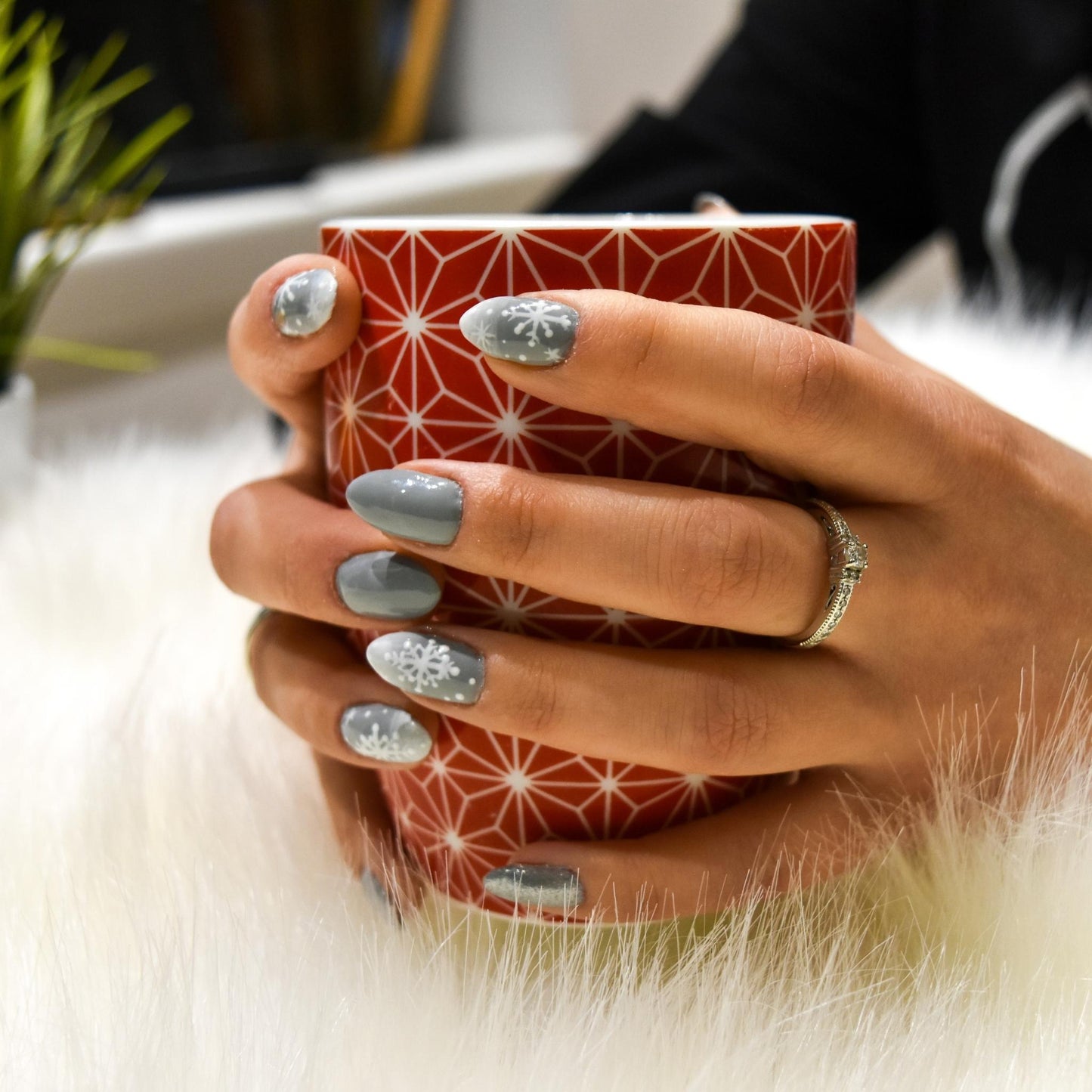 Grey Moon Press On Nails